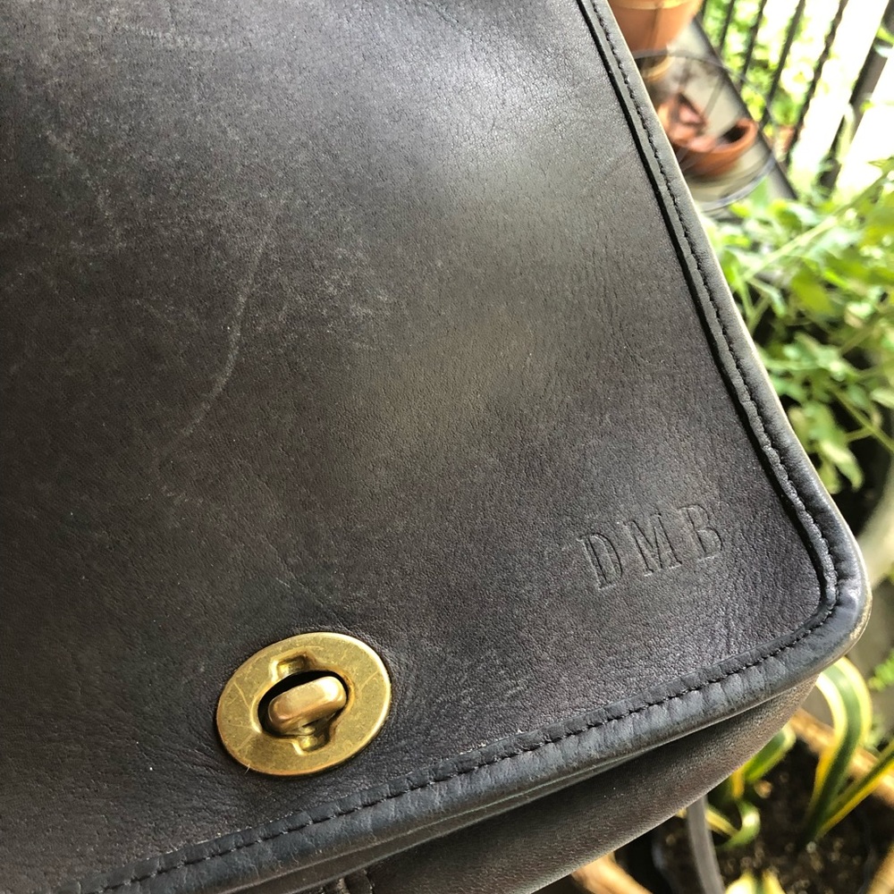 Turnlock Black Leather Coach Purse
